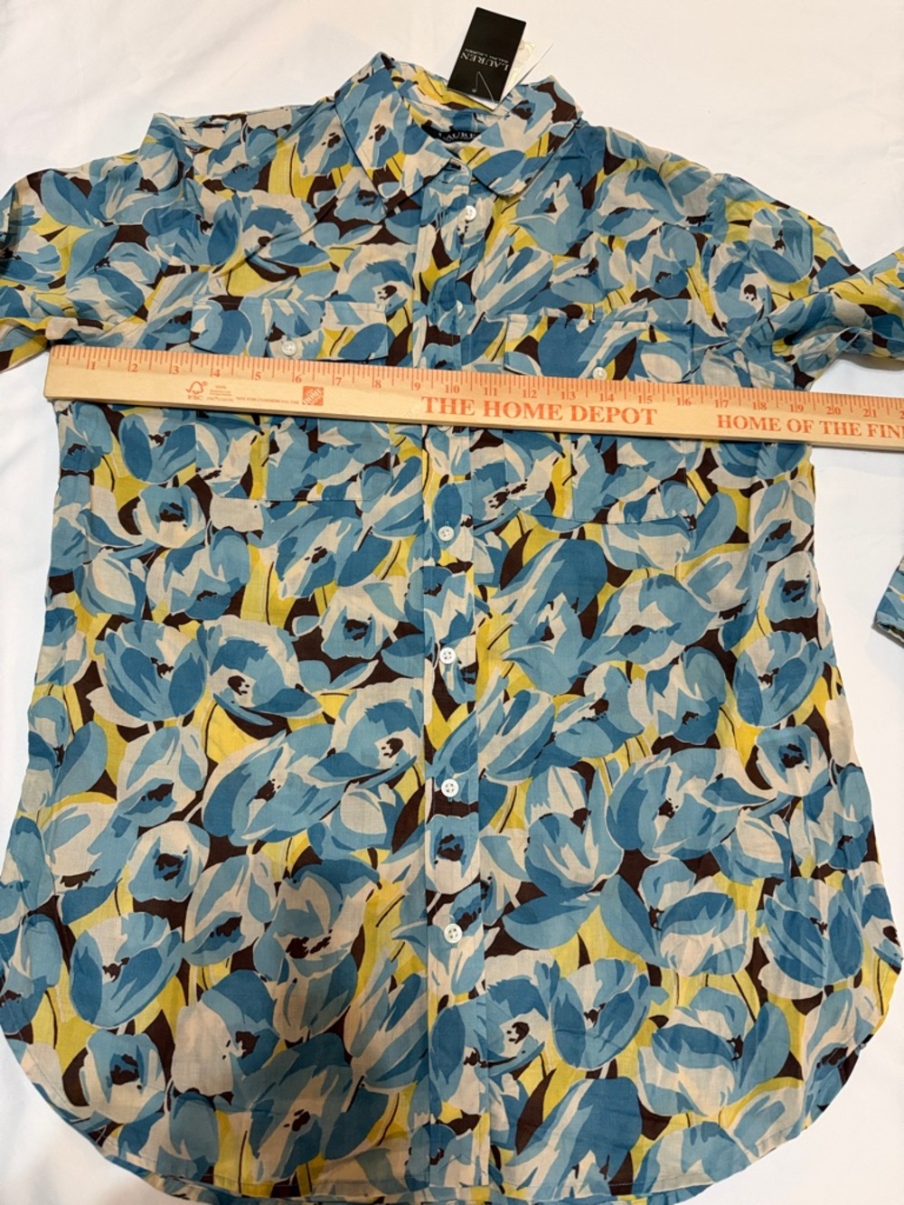 Lauren Ralph Lauren Women's Blue Floral Shirt Cotton size S NWT - Picture 6 of 8